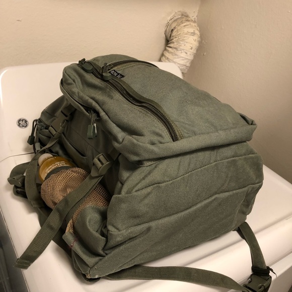 Royal Bag Large Backpack Olive Canvas School Back Padding Side Pockets - Picture 11 of 12